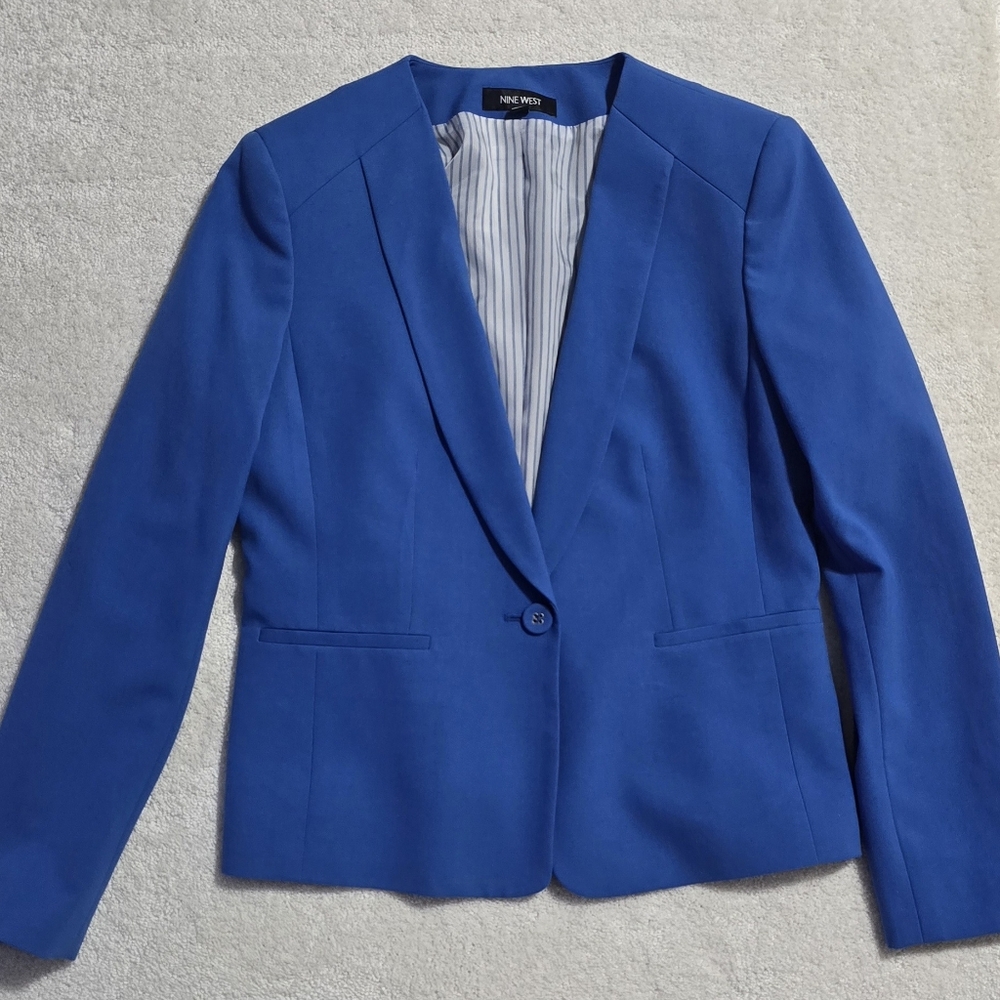 Nine West Blue Blazer Tailored Fit
